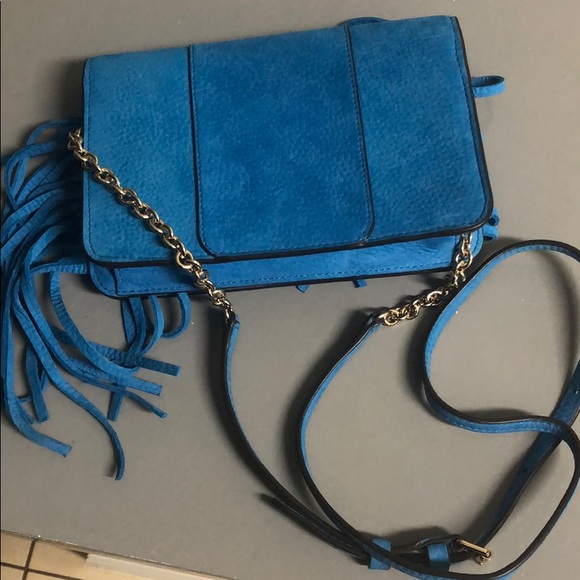 Authentic BRAND NEW Henri Bendel Blue Fringe Crossbody - Picture 10 of 15